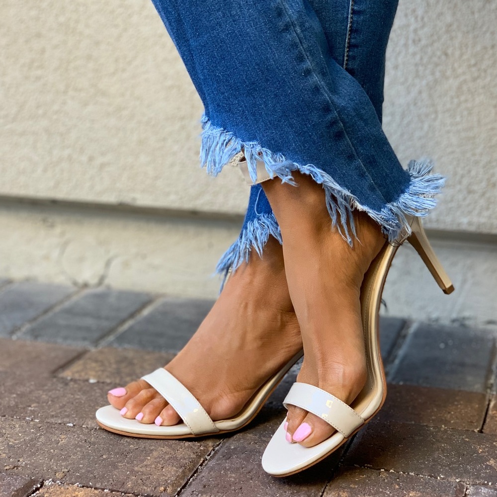 Perfect Nude Patent Barely There Strap High Heels - Picture 5 of 6